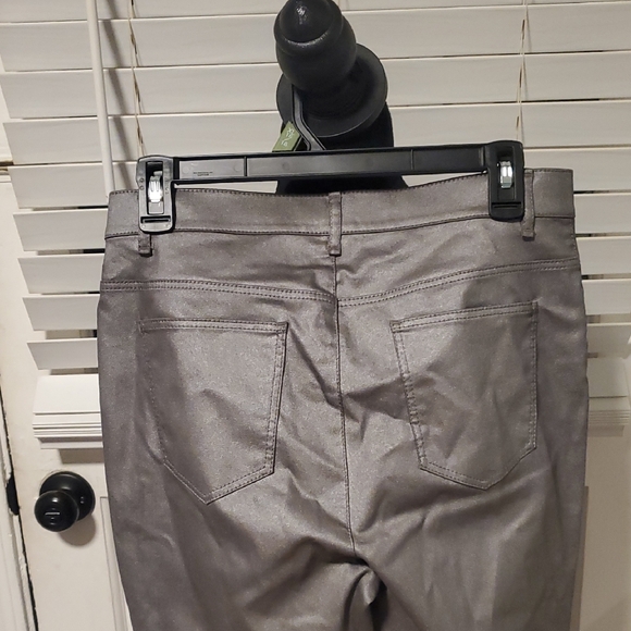 Lafayette 148 New York Shimmering Gray Straight Leg Pants - Picture 6 of 8